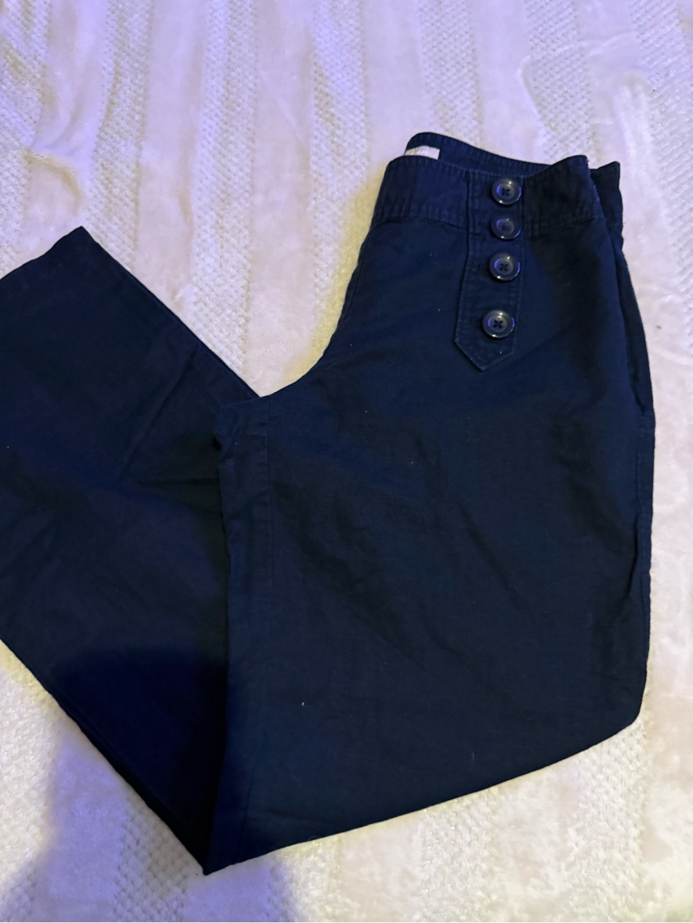 Banana Republic Navy Cropped Button-Front Pants